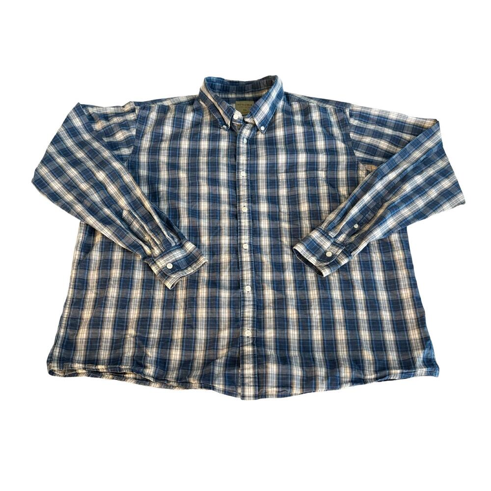 Sonoma Blue Checkered Casual Button-Down Shirt Mens Size XXL